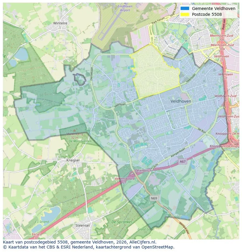 Postcodekaart voor 5508