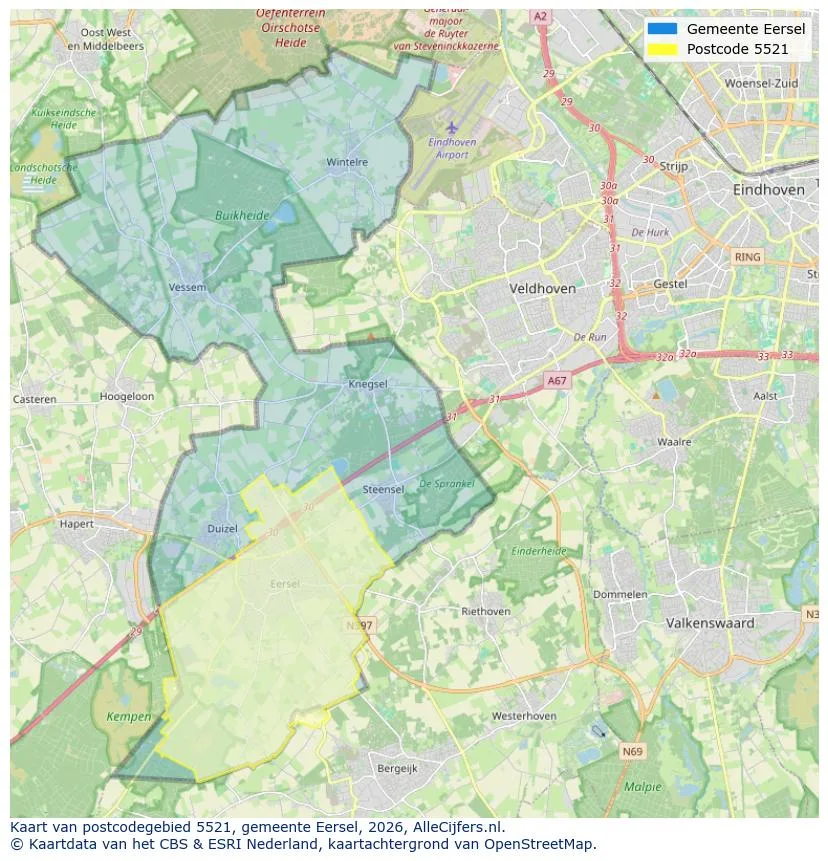 Postcodekaart voor 5521