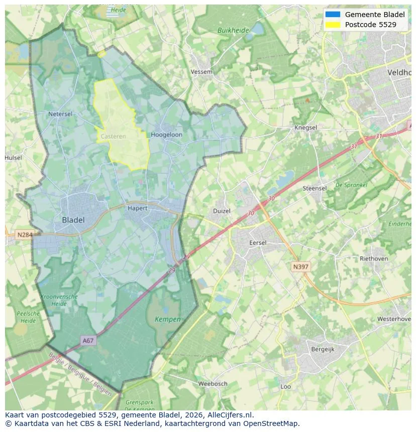 Mapa de códigos postales para 5529
