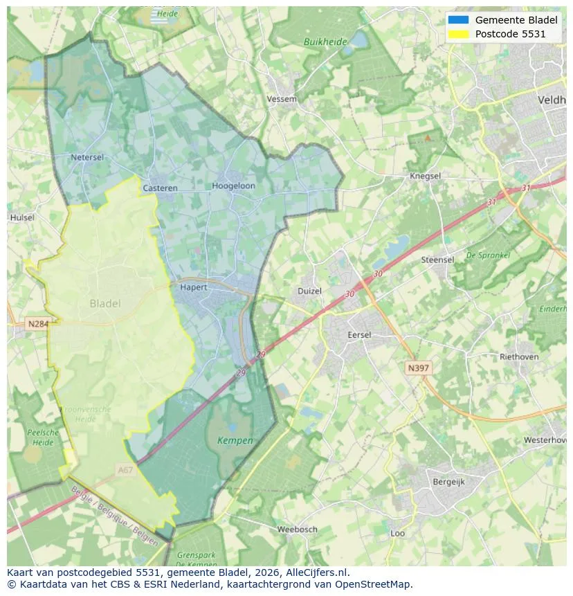 Postcodekaart voor 5531