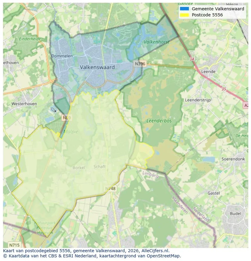 Postcodekaart voor 5556
