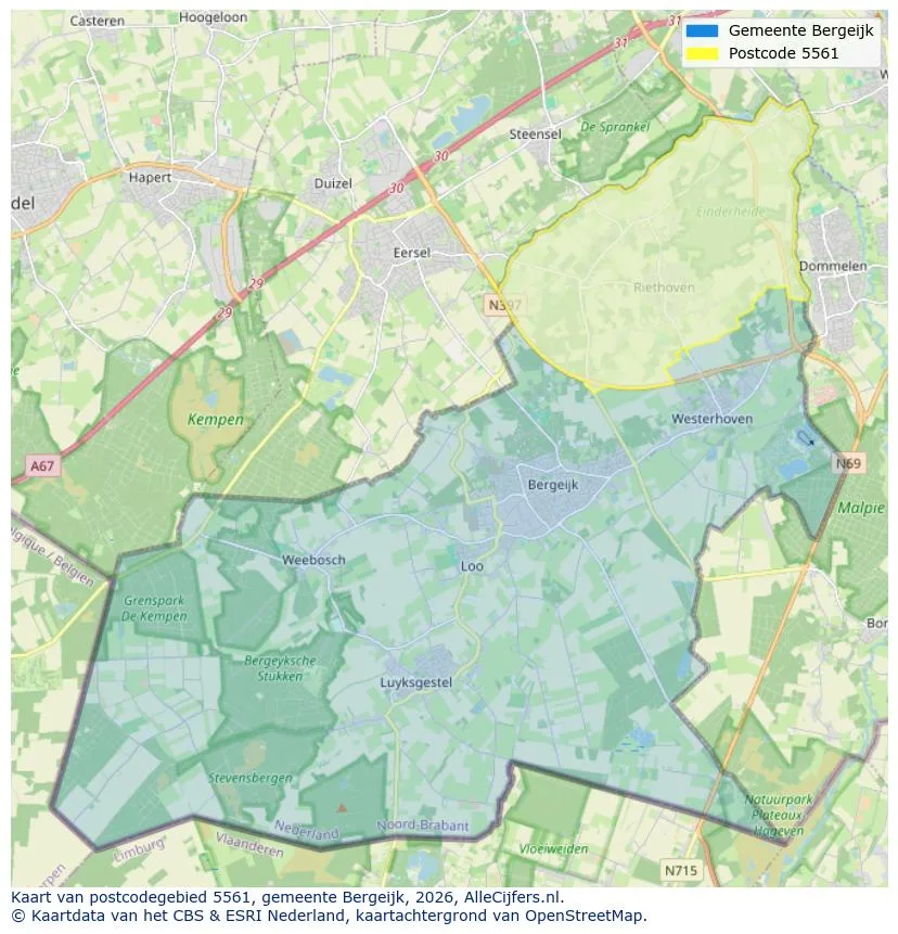 Postcodekaart voor 5561