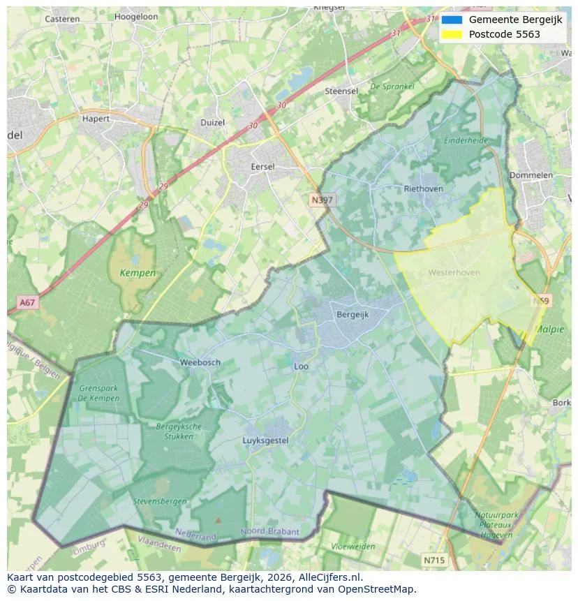 Postcodekaart voor 5563