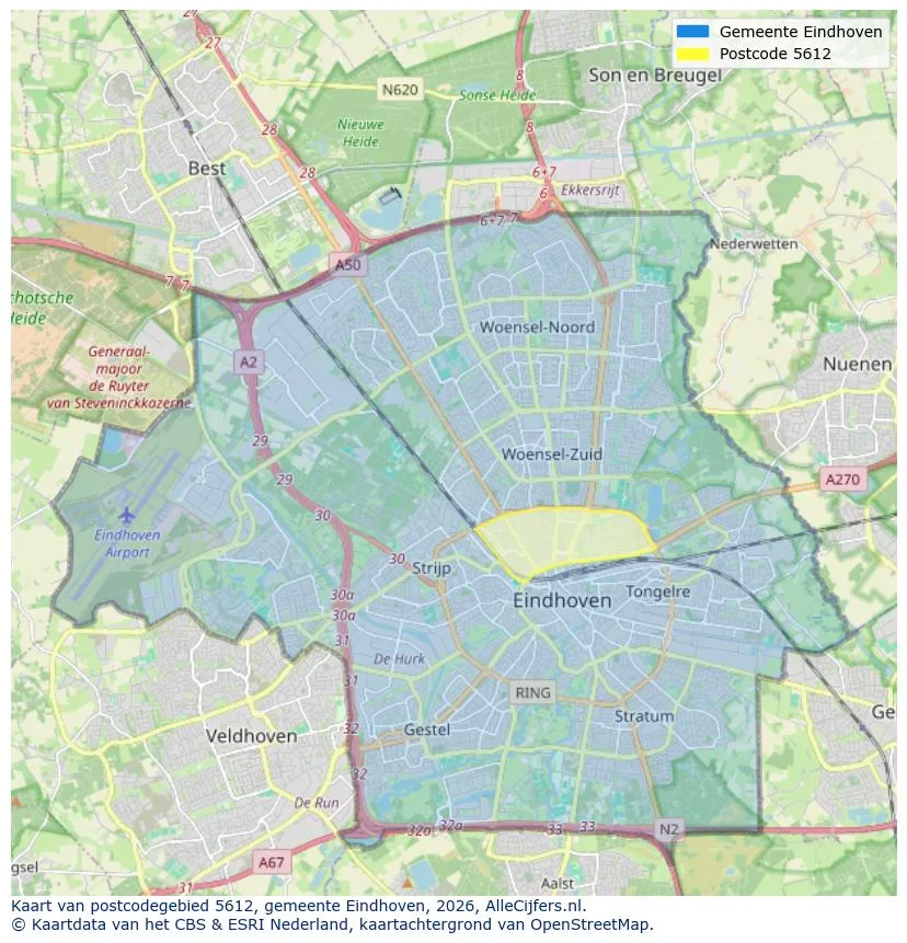 Postcodekaart voor 5612