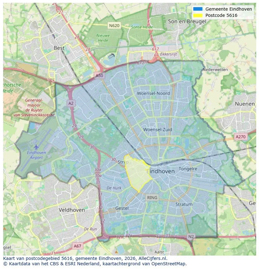 Postcodekaart voor 5616