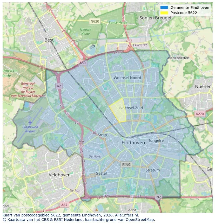 Mapa de códigos postales para 5622