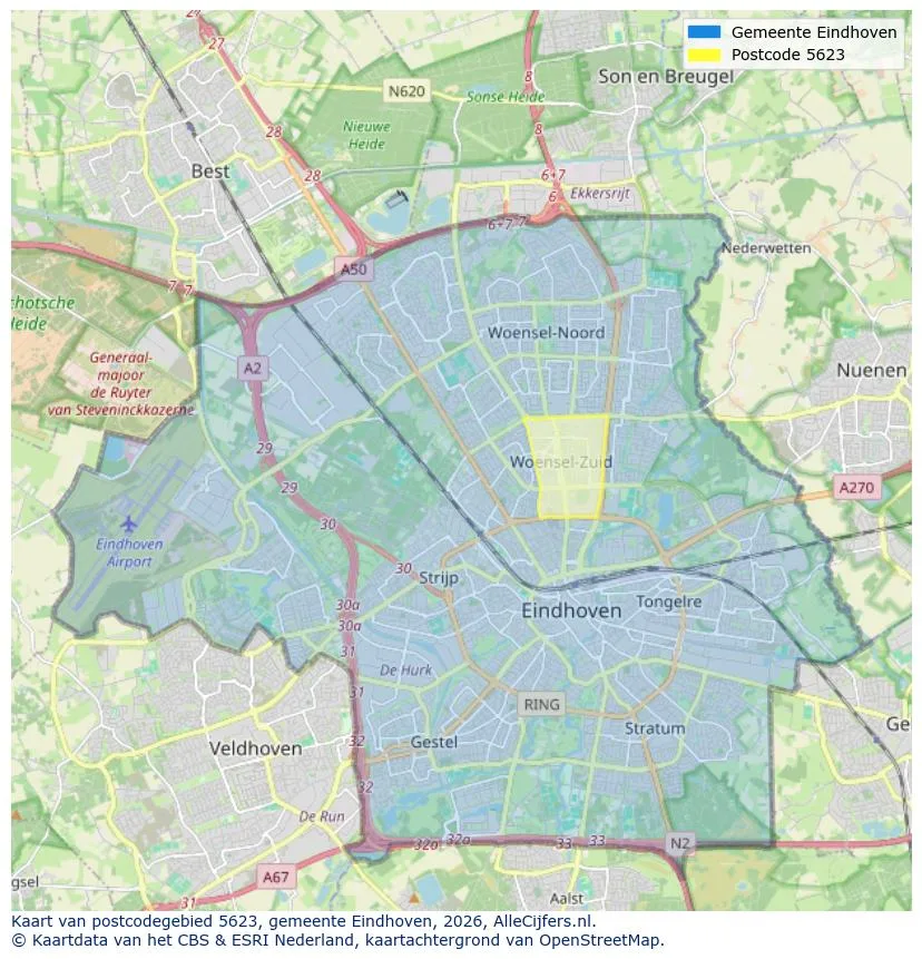 Postcodekaart voor 5623