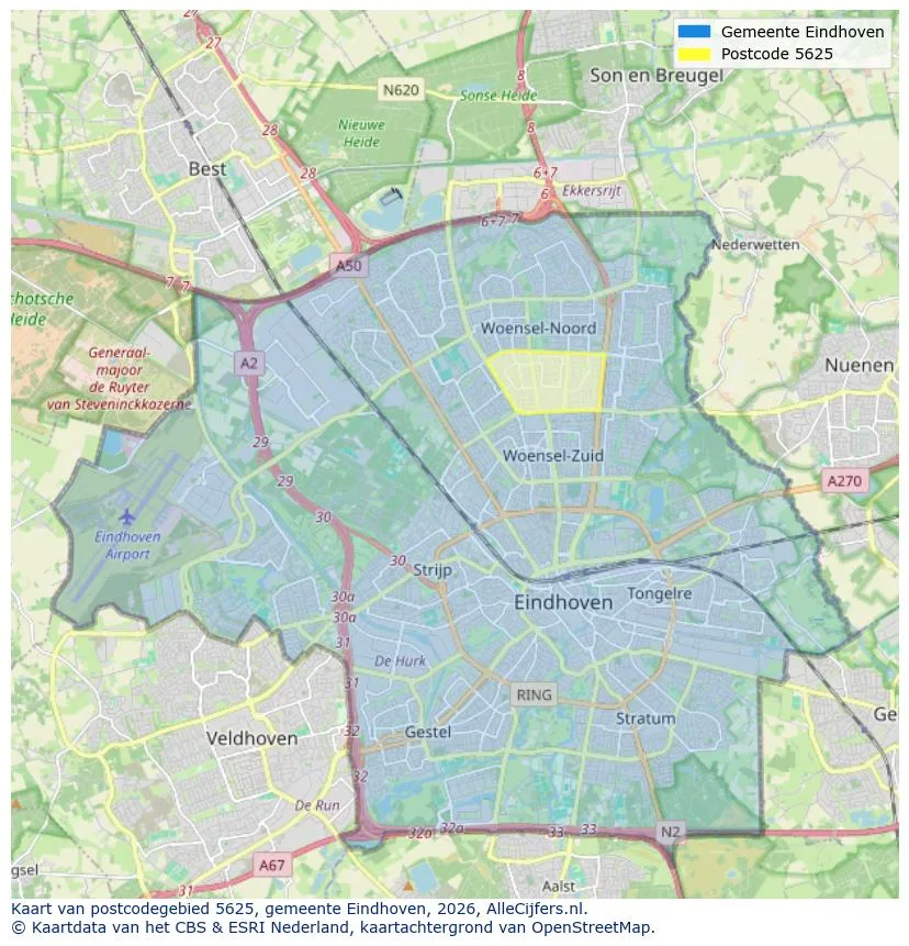 Postcodekaart voor 5625