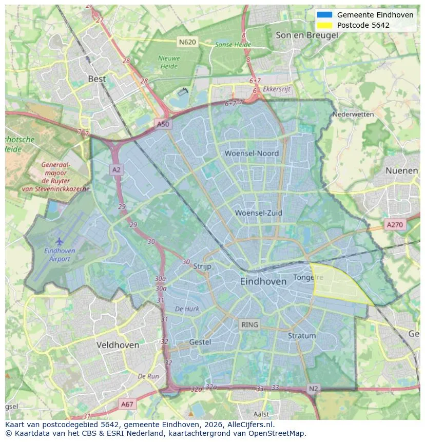 Postcode map for 5642