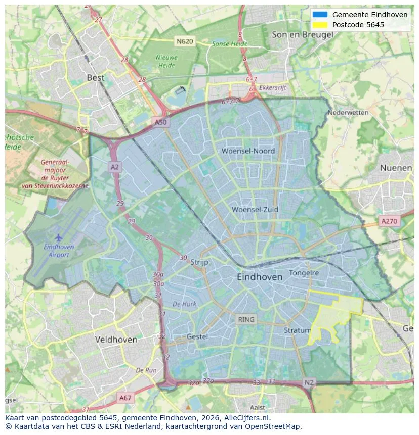 Postcodekaart voor 5645
