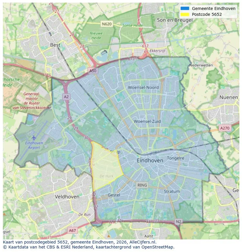 Postcodekaart voor 5652