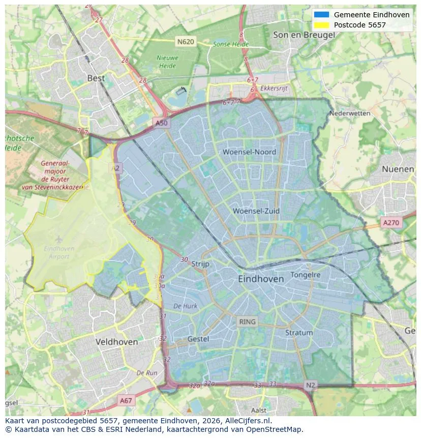 Postcodekaart voor 5657
