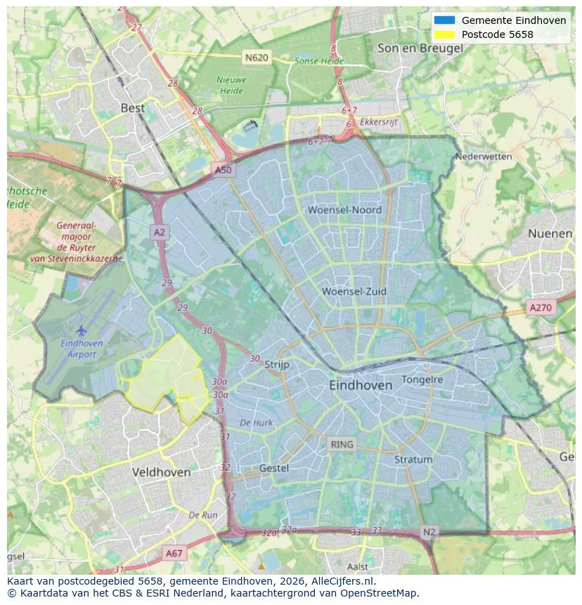Postcodekaart voor 5658