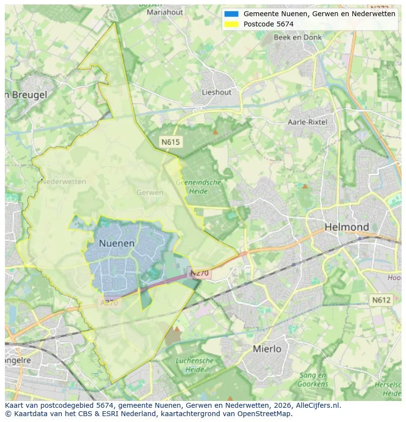 Postcodekaart voor 5674
