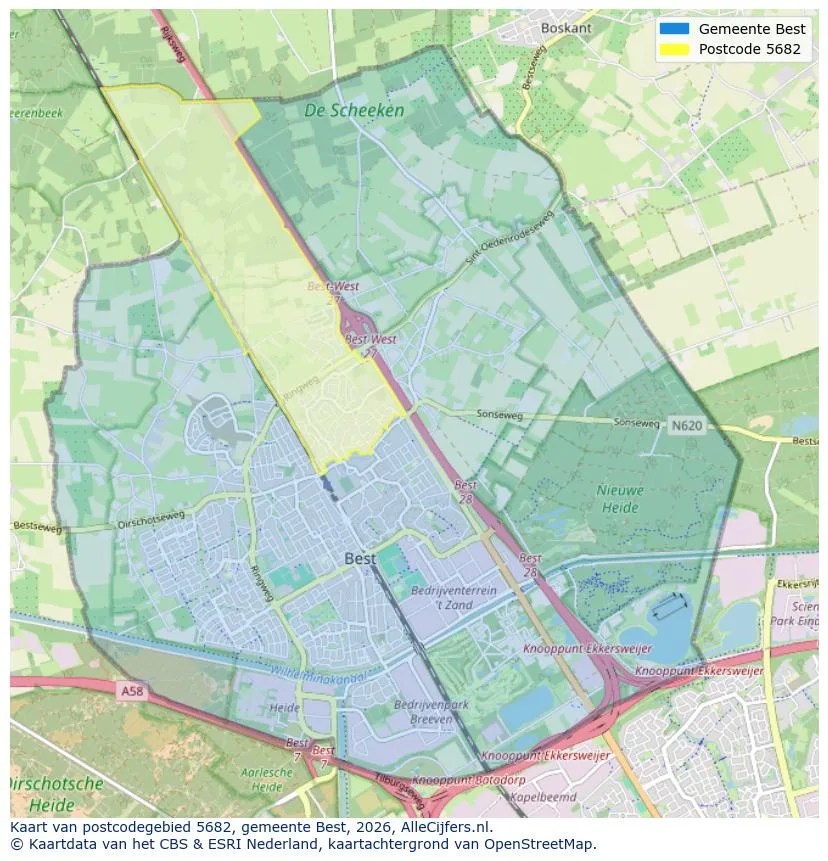Mapa de códigos postales para 5682