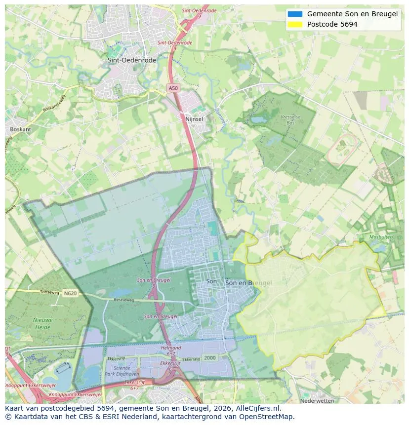 Mapa de códigos postales para 5694