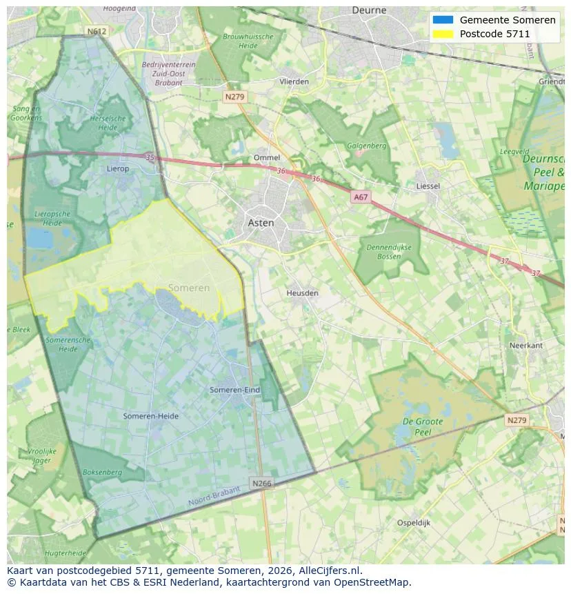 Postcodekaart voor 5711
