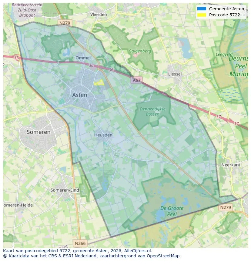 Mapa de códigos postales para 5722