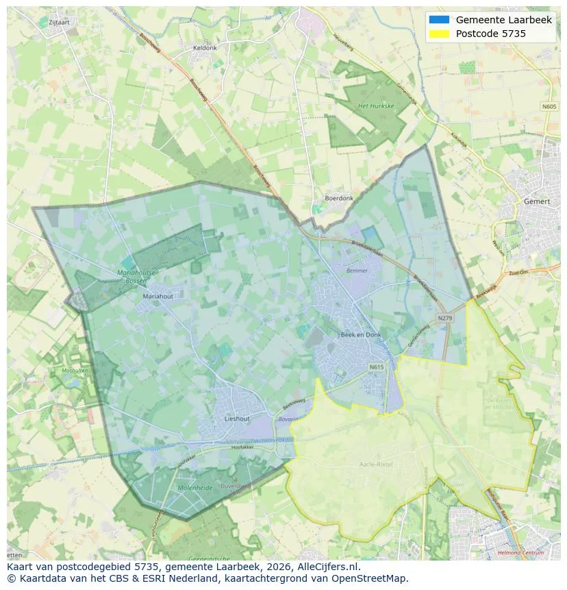 Mapa de códigos postales para 5735