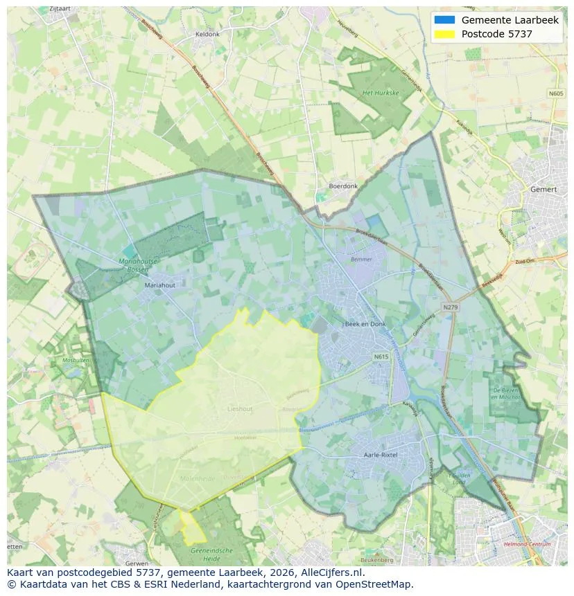 Postcodekaart voor 5737