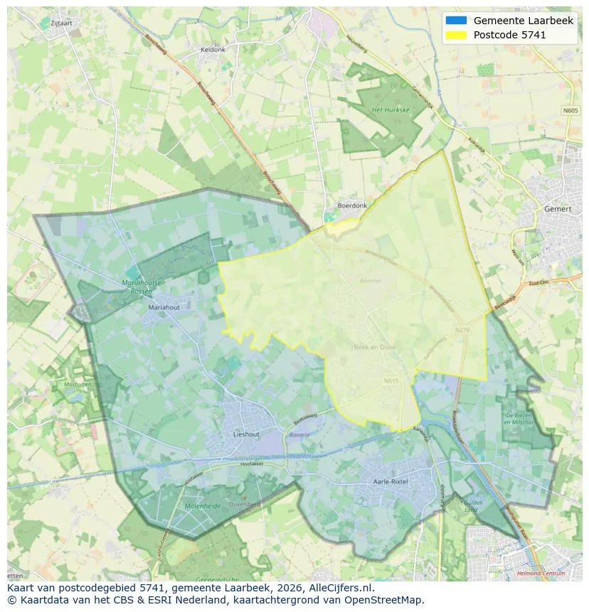 Postcodekaart voor 5741