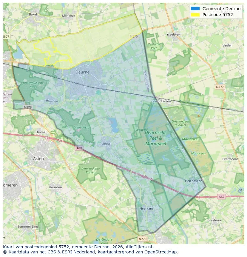 Postcodekaart voor 5752