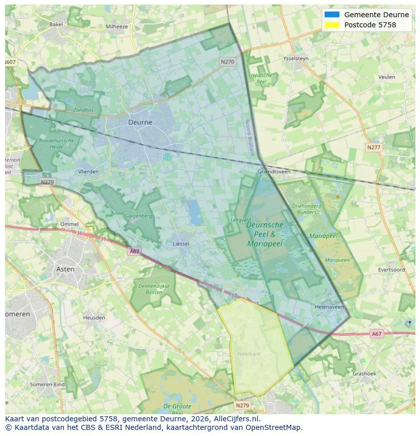Postcodekaart voor 5758