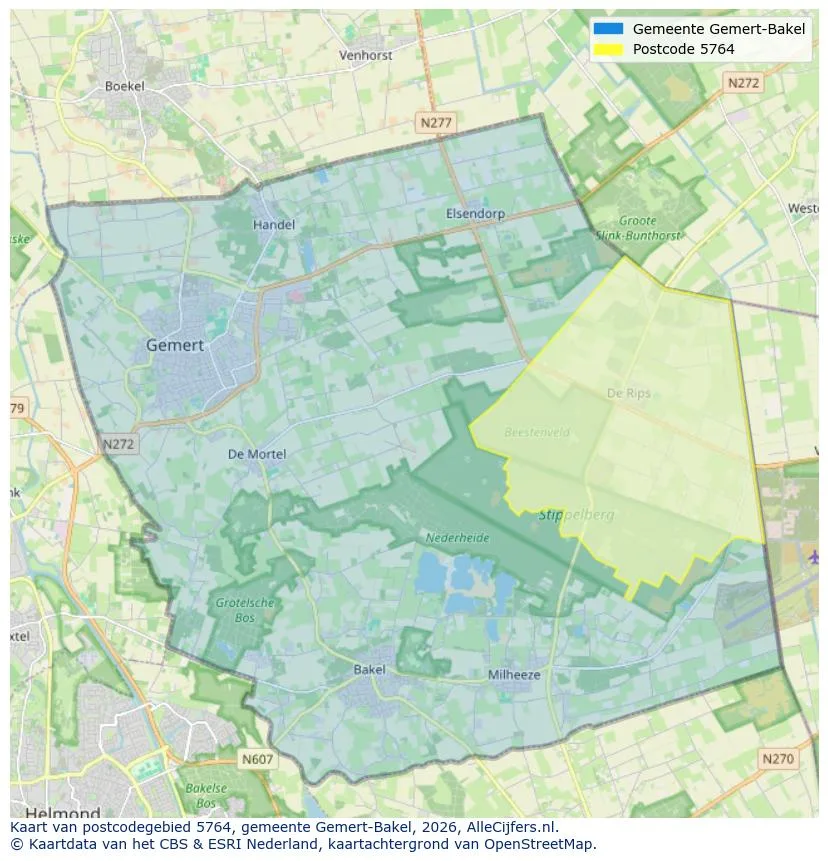 Postcodekaart voor 5764