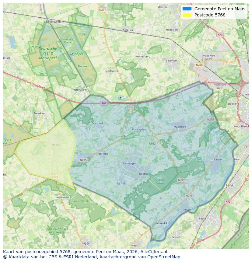 Mapa de códigos postales para 5768