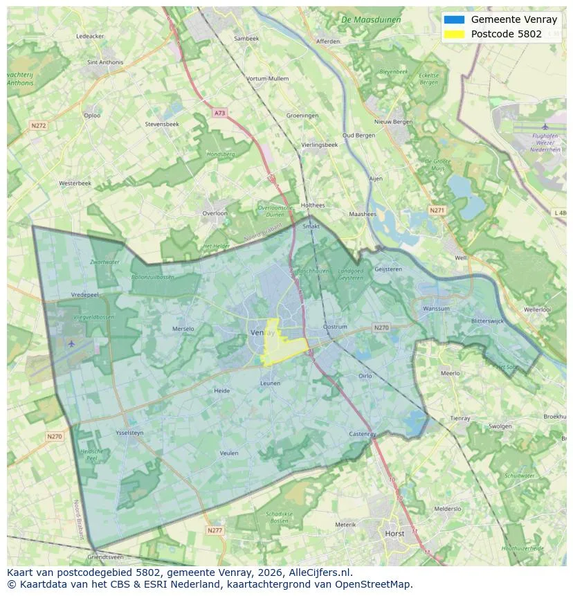 Postcodekaart voor 5802