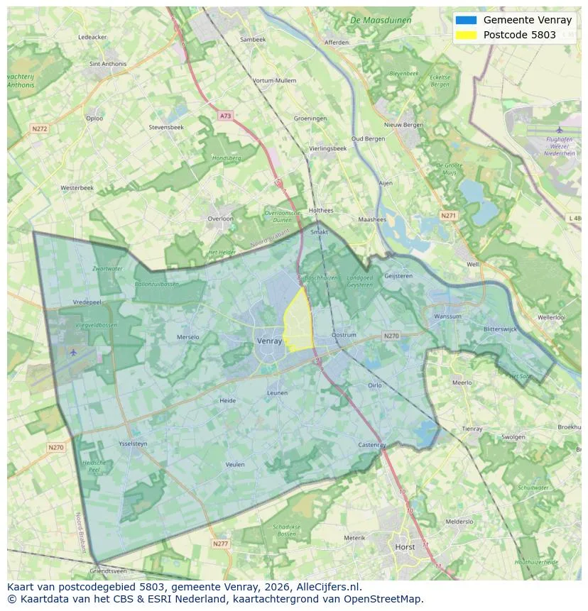 Postcodekaart voor 5803