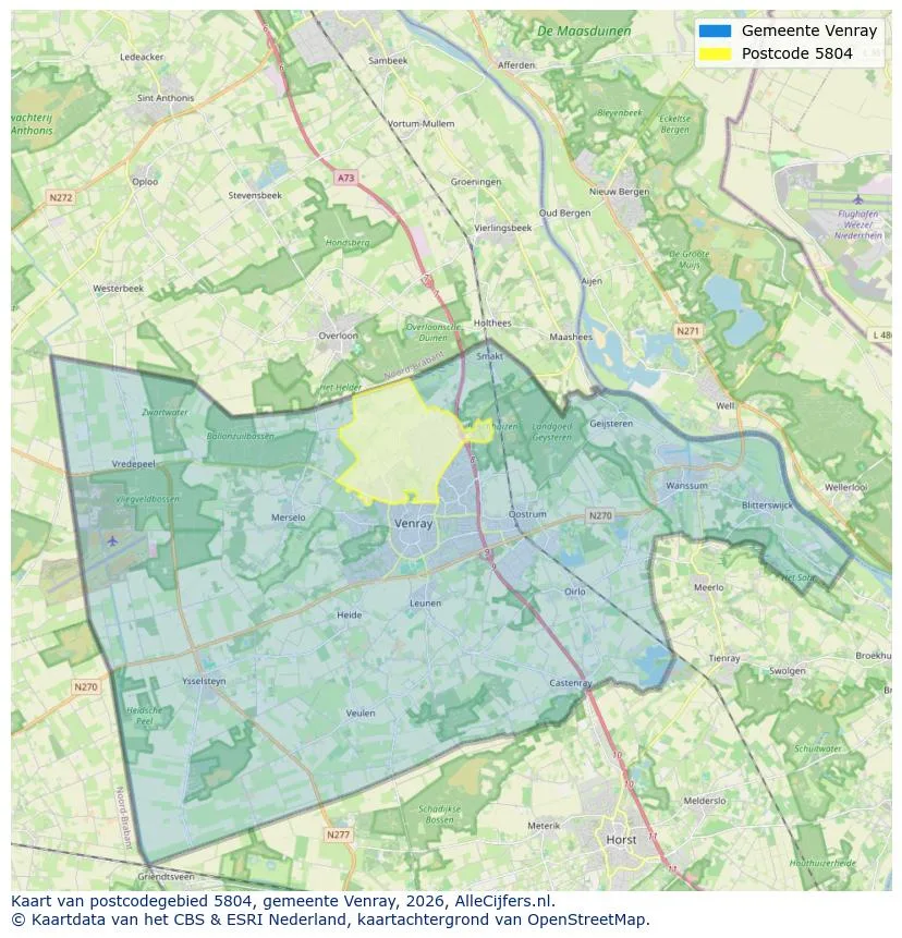 Postcodekaart voor 5804