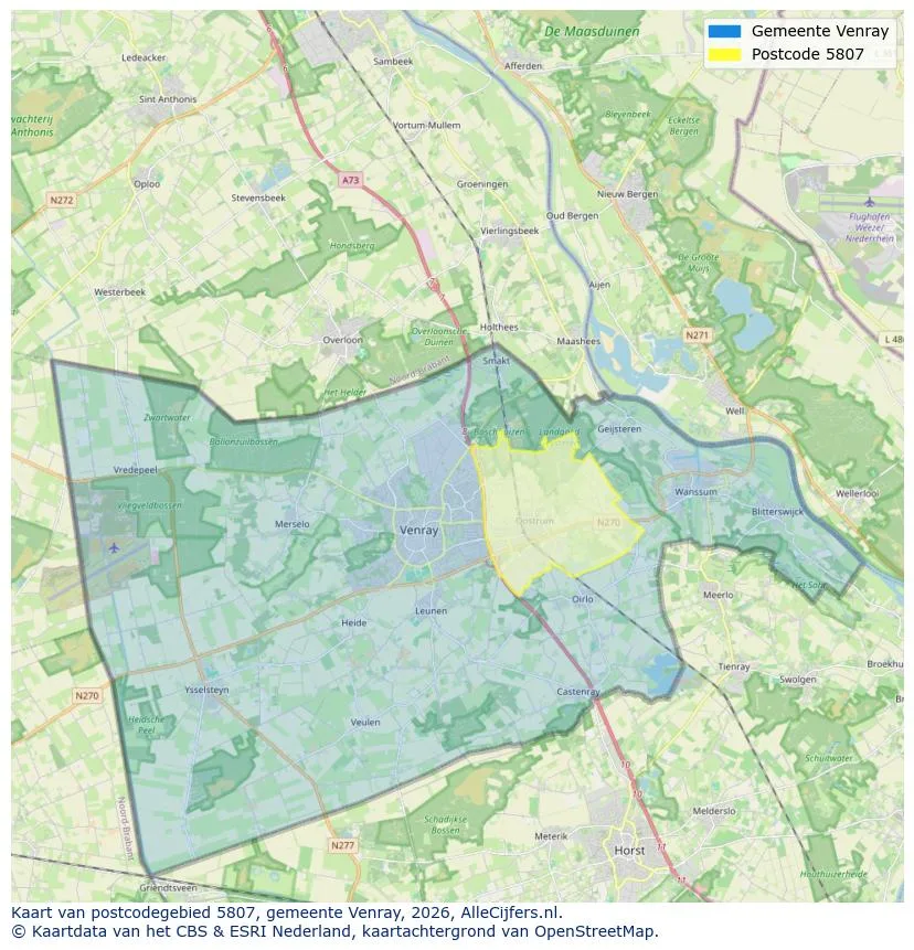 Mapa de códigos postales para 5807