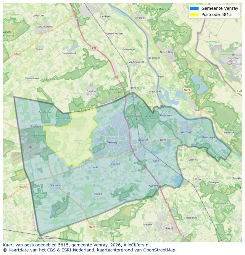 Mapa de códigos postales para 5815