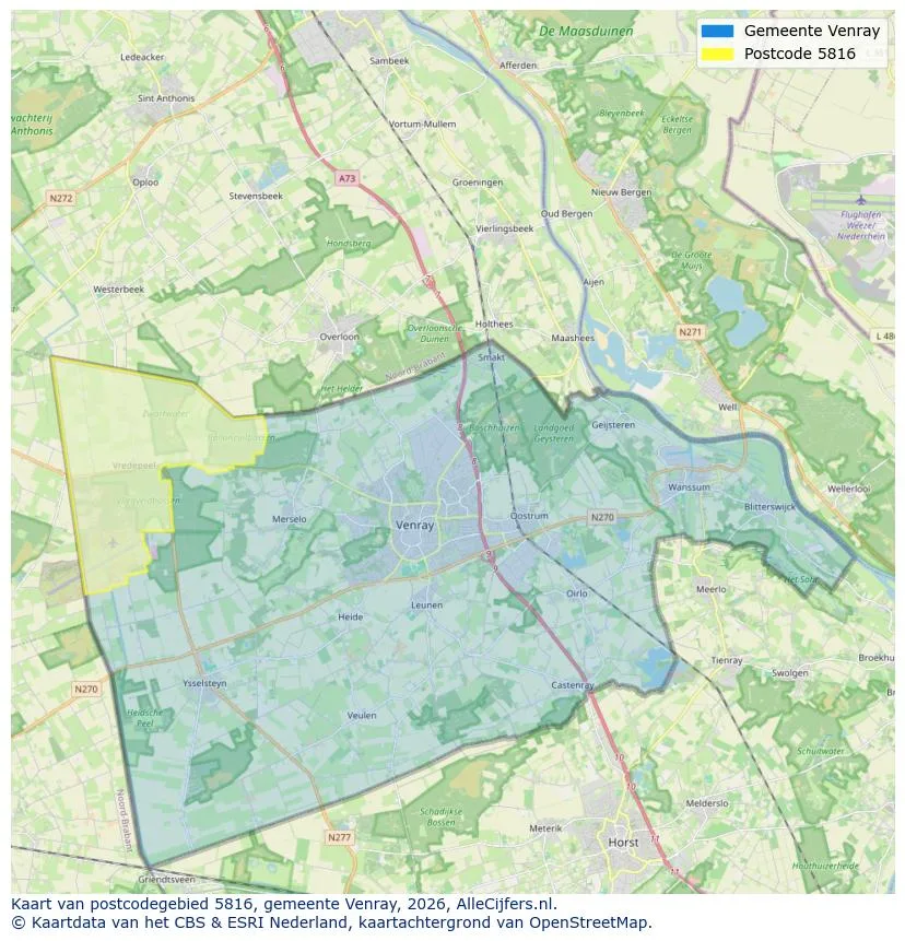 Postcodekaart voor 5816