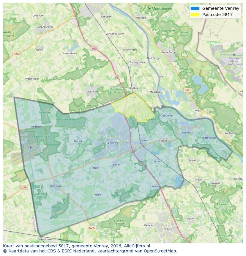 Postcodekaart voor 5817