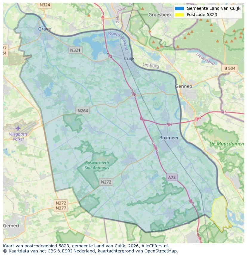 Postcodekaart voor 5823