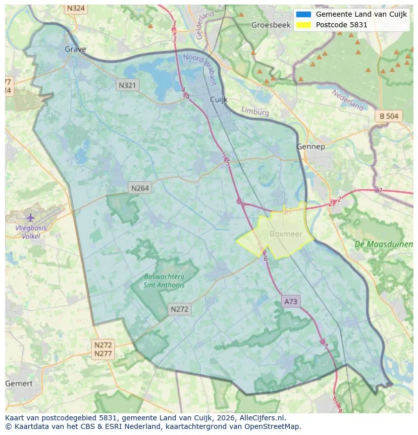 Mapa de códigos postales para 5831