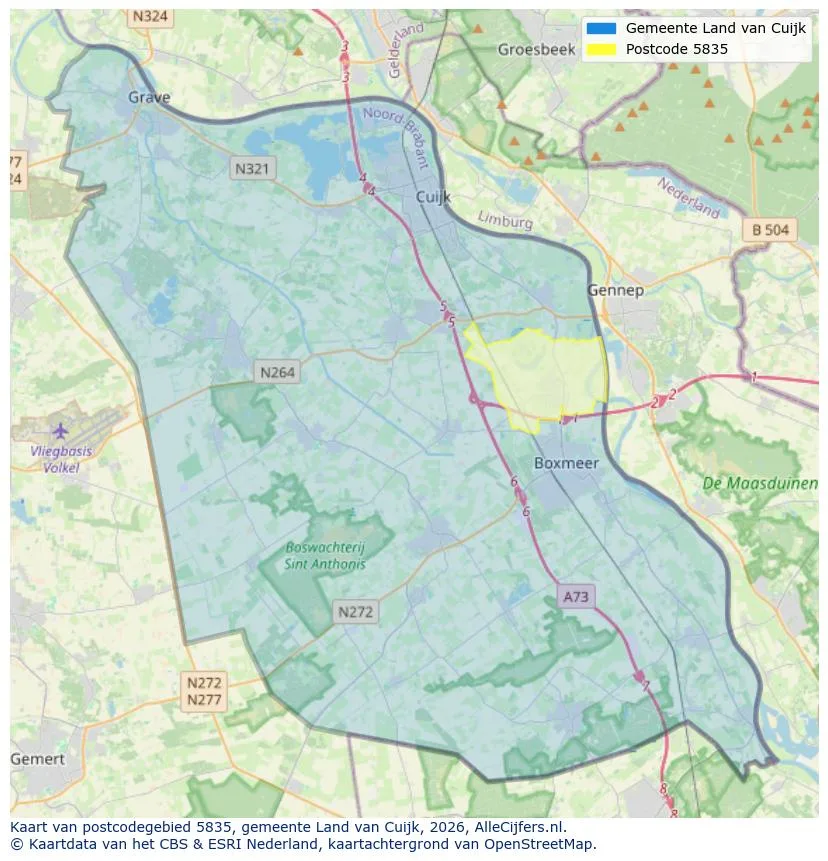 Postcode map for 5835