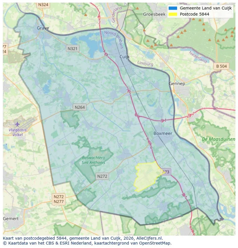 Mapa de códigos postales para 5844