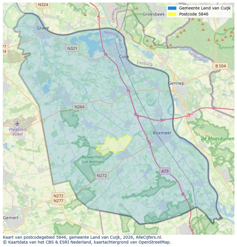 Postcodekaart voor 5846