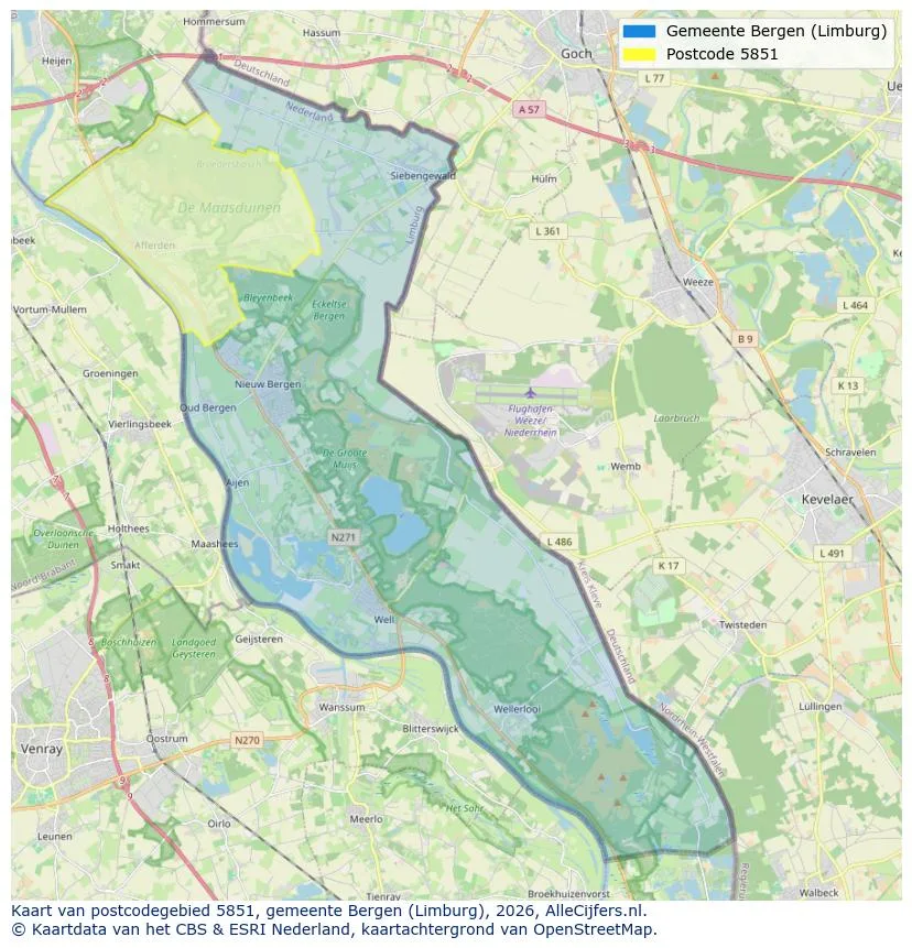Postcodekaart voor 5851