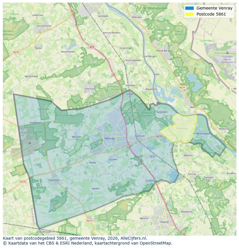 Postcodekaart voor 5861
