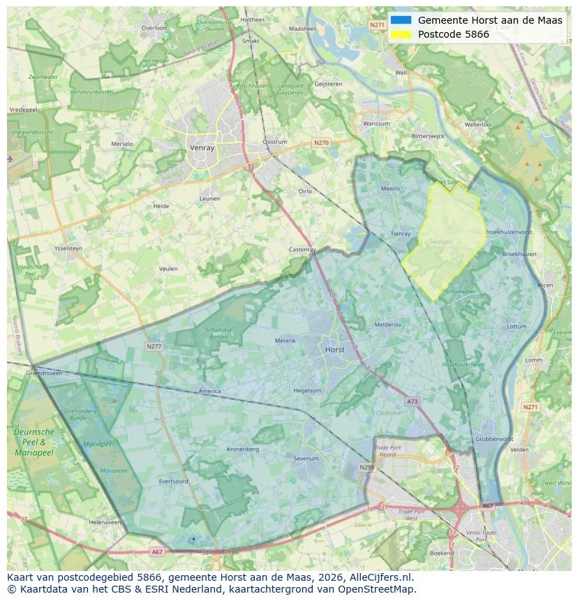 Postcodekaart voor 5866