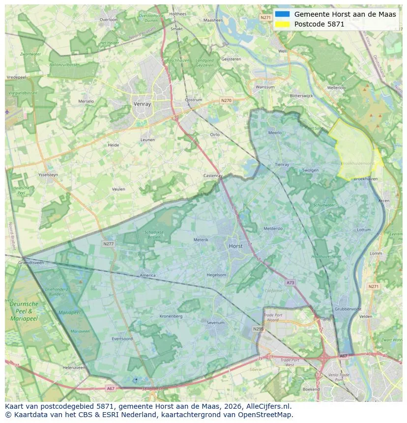 Postcodekaart voor 5871