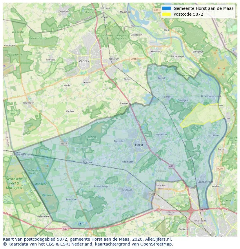 Postcodekaart voor 5872