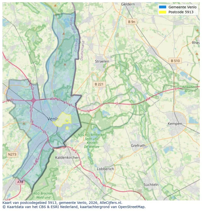 Postcodekaart voor 5913