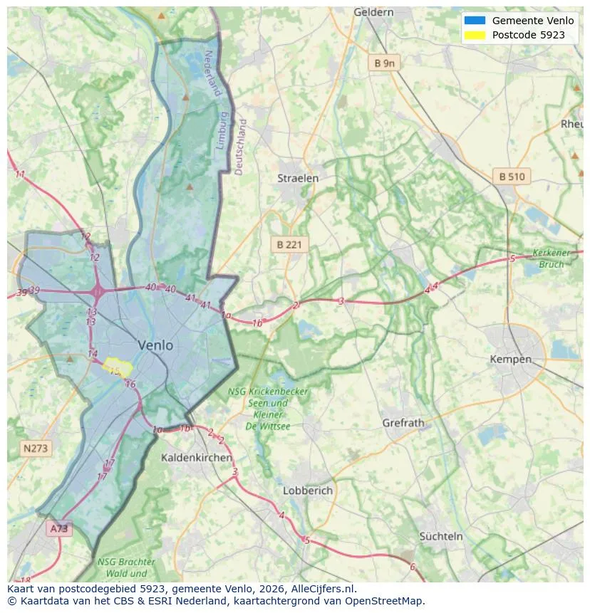 Postcodekaart voor 5923