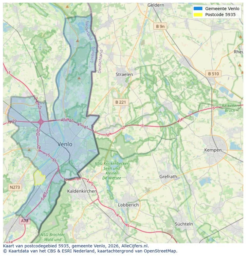 Postcodekaart voor 5935