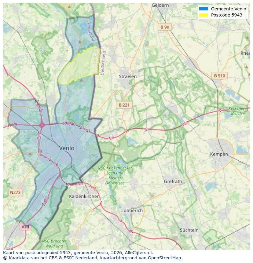 Postcode map for 5943